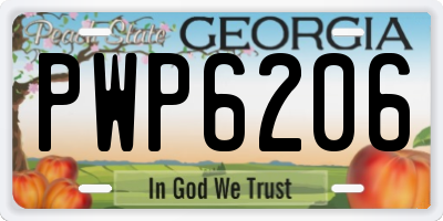 GA license plate PWP6206