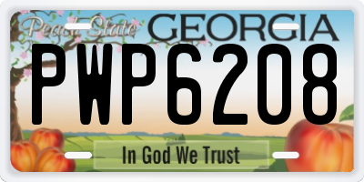 GA license plate PWP6208