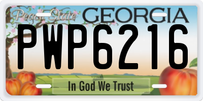 GA license plate PWP6216