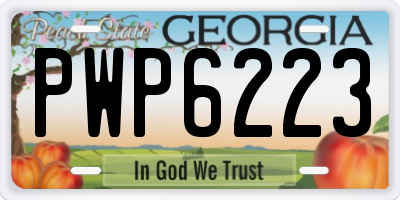 GA license plate PWP6223