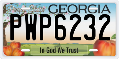 GA license plate PWP6232