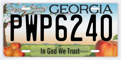 GA license plate PWP6240