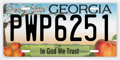 GA license plate PWP6251