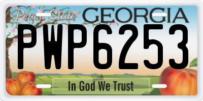 GA license plate PWP6253