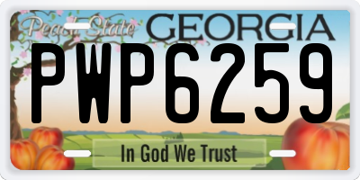 GA license plate PWP6259