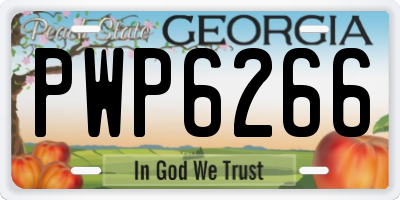 GA license plate PWP6266