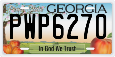 GA license plate PWP6270