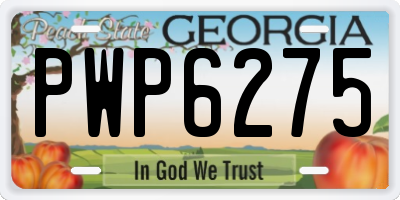 GA license plate PWP6275