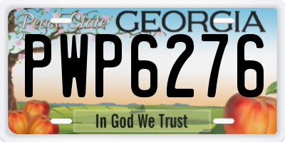 GA license plate PWP6276