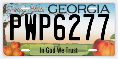 GA license plate PWP6277
