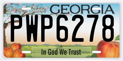 GA license plate PWP6278