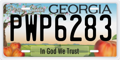 GA license plate PWP6283
