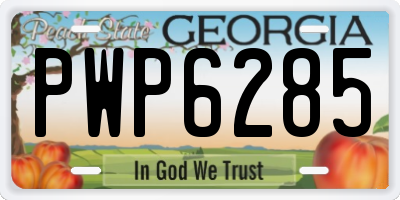GA license plate PWP6285