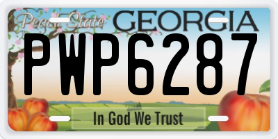 GA license plate PWP6287