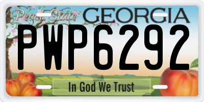 GA license plate PWP6292