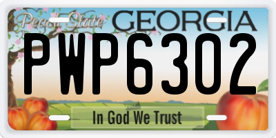 GA license plate PWP6302