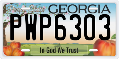 GA license plate PWP6303