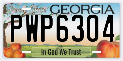 GA license plate PWP6304