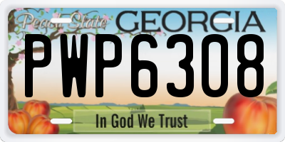 GA license plate PWP6308