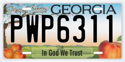 GA license plate PWP6311