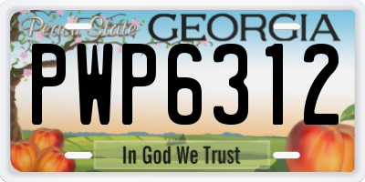 GA license plate PWP6312