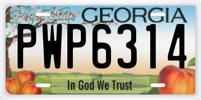 GA license plate PWP6314