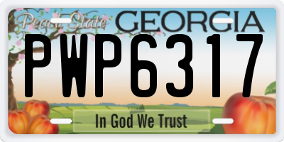 GA license plate PWP6317