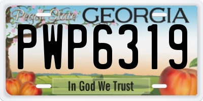 GA license plate PWP6319