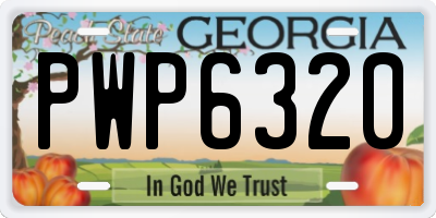 GA license plate PWP6320