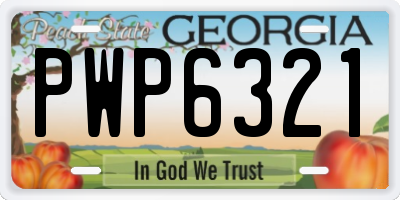 GA license plate PWP6321