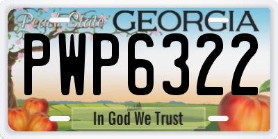 GA license plate PWP6322