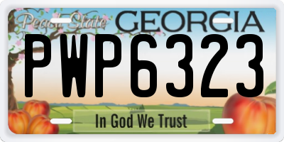 GA license plate PWP6323