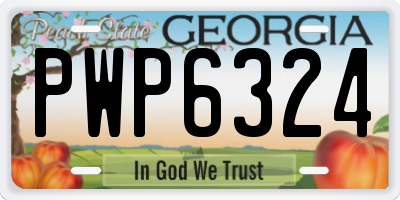 GA license plate PWP6324