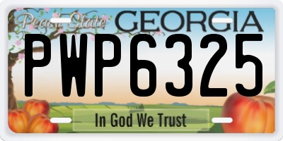 GA license plate PWP6325