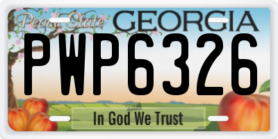 GA license plate PWP6326