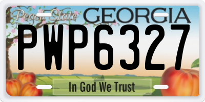 GA license plate PWP6327