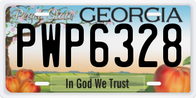 GA license plate PWP6328