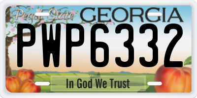 GA license plate PWP6332