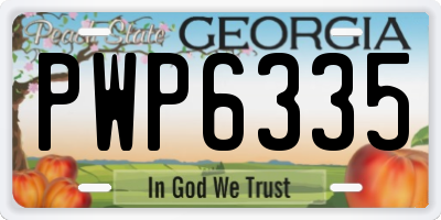 GA license plate PWP6335