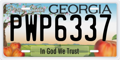 GA license plate PWP6337