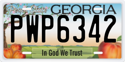 GA license plate PWP6342
