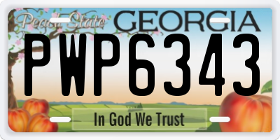 GA license plate PWP6343