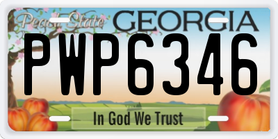 GA license plate PWP6346