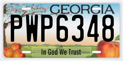 GA license plate PWP6348