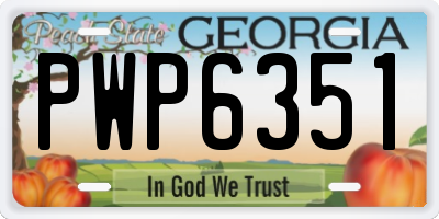 GA license plate PWP6351