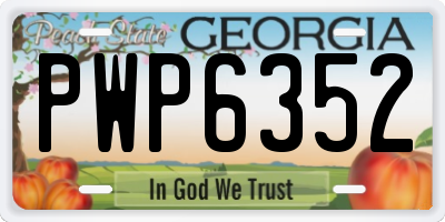 GA license plate PWP6352