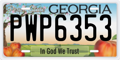 GA license plate PWP6353