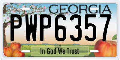 GA license plate PWP6357