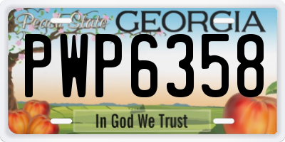 GA license plate PWP6358