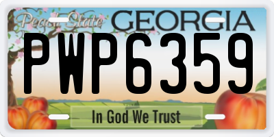 GA license plate PWP6359